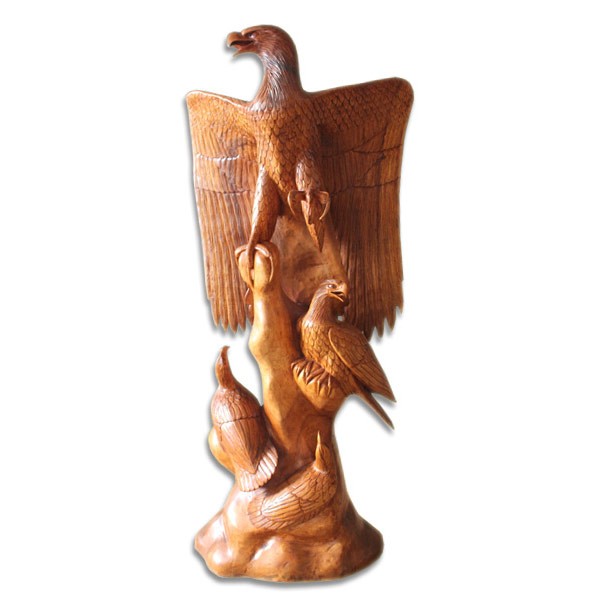 Wooden Eagles With 3 Eaglets